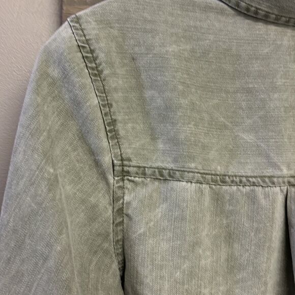 Old Navy Sage Long Sleeve 1/2 Button Down Pullover Rounded Hem Shirt Dress- Sm/T - Picture 10 of 16